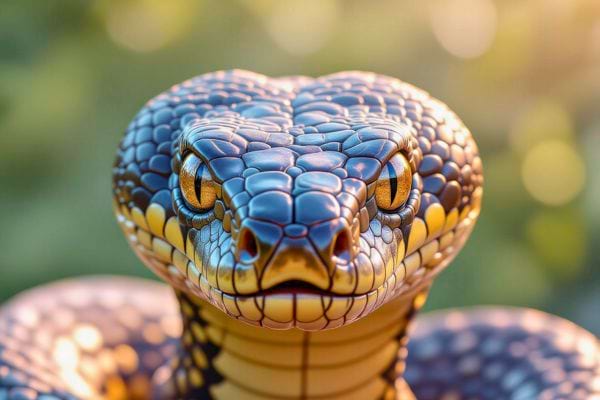 gros plan sur la tete dun serpent aux ecailles detaillees et yeux per&ccedil;ants