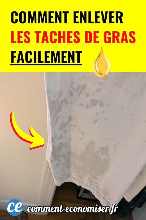 tee shirt blanc suspendu avec nombreuses taches de gras visibles