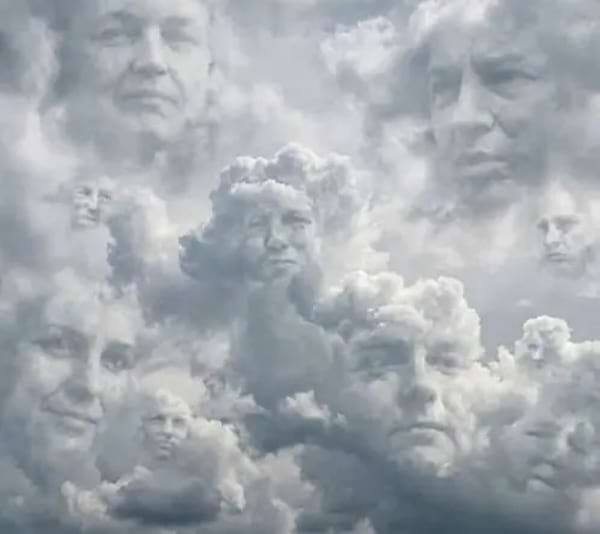 un test visuel de personnalit&eacute; o&ugrave; des visages sont cach&eacute;s dans des nuages