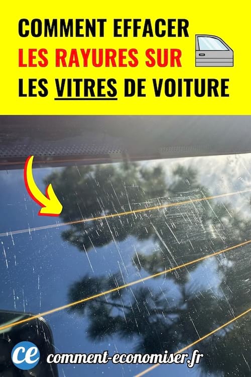 vitre arriere de voiture avec nombreuses rayures visibles au soleil