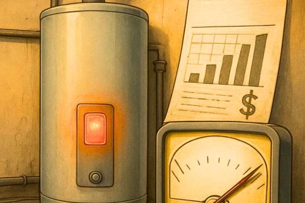 un chauffe eau est associe a un compteur et un graphique de consommation energie