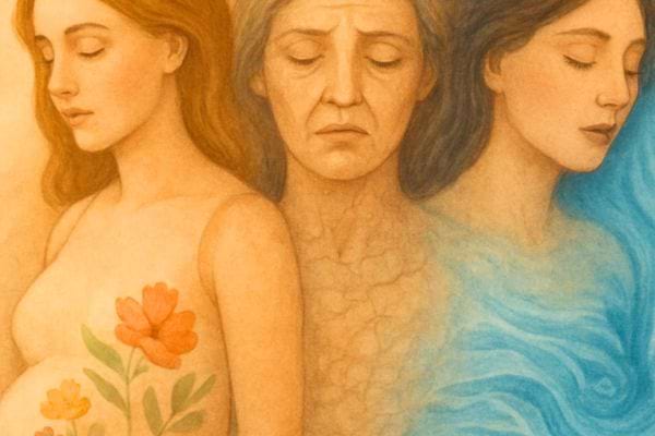 illustration symbolique montrant les etapes de la vie dune femme