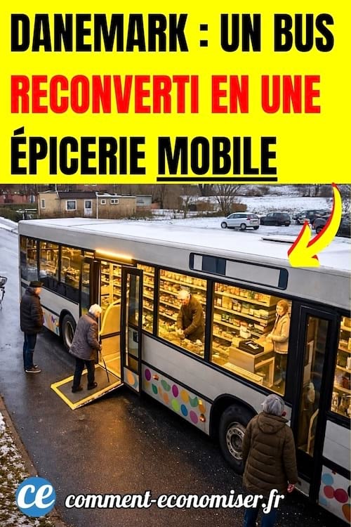 un bus transform&eacute; en &eacute;picerie mobile avec des personnes &acirc;g&eacute;es