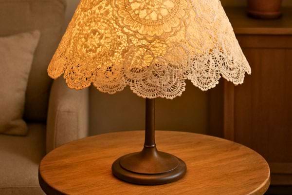 une lampe ronde en dentelle  