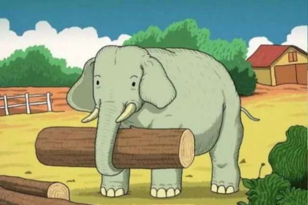 un dessin avec un &eacute;l&eacute;phant dans lequel se cache une t&ecirc;te de cheval