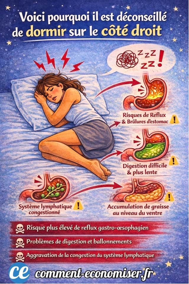 pourquoi il est d&eacute;conseill&eacute; de dormir sur le c&ocirc;t&eacute; droit