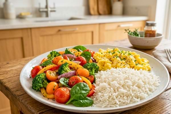 Une assiette de r&eacute;gime parfaitement &eacute;quilibr&eacute;e 