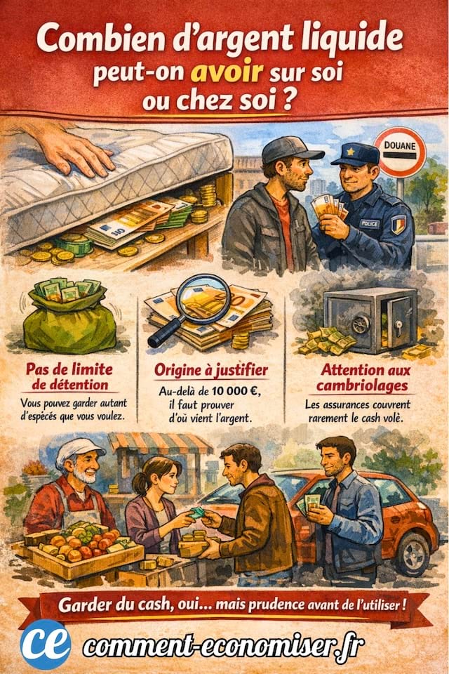 Combien d'argent liquide peut-on avoir sur soi ou chez soi