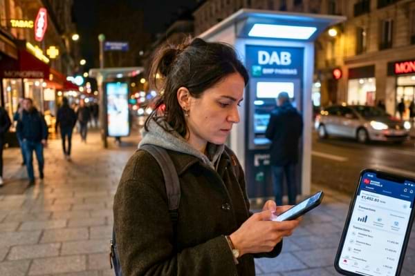 une personne consultant l'application de sa banque sur son smartphone