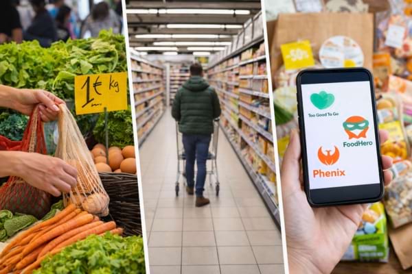 3 images s&eacute;par&eacute;es qui montrant les bons circuits d'achats pour &eacute;conomiser sur les courses