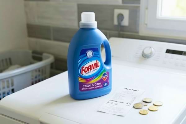 un bidon de lessive Formil sur une machine à laver