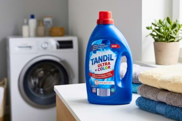 Un bidon de lessive tandil ultra sur la machine à laver
