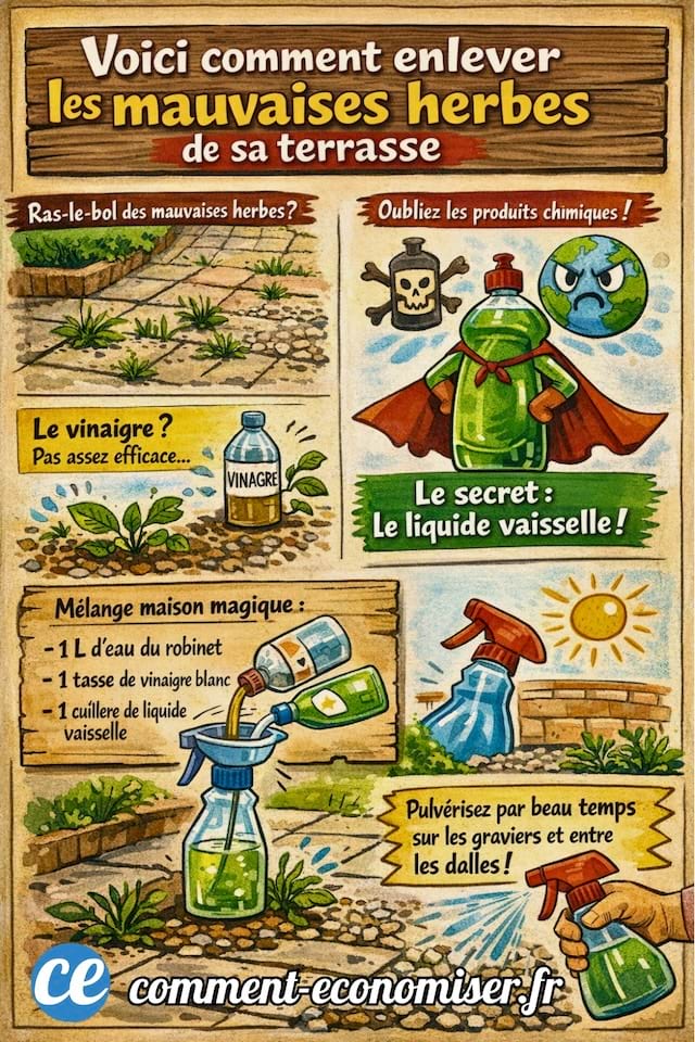 Comment &eacute;liminer les mauvaises herbes de la terrasse 