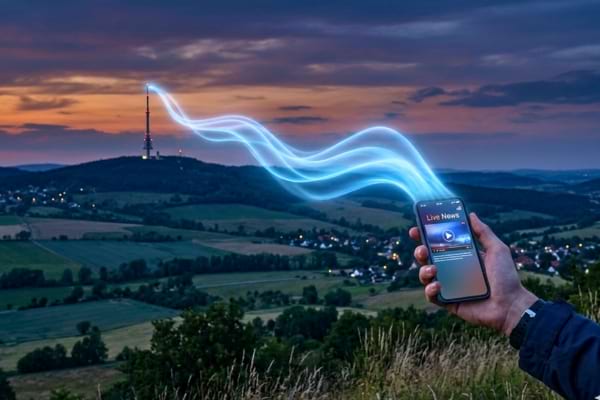 Des ondes lumineuses douces et invisibles de couleur bleue qui voyagent dans l'air