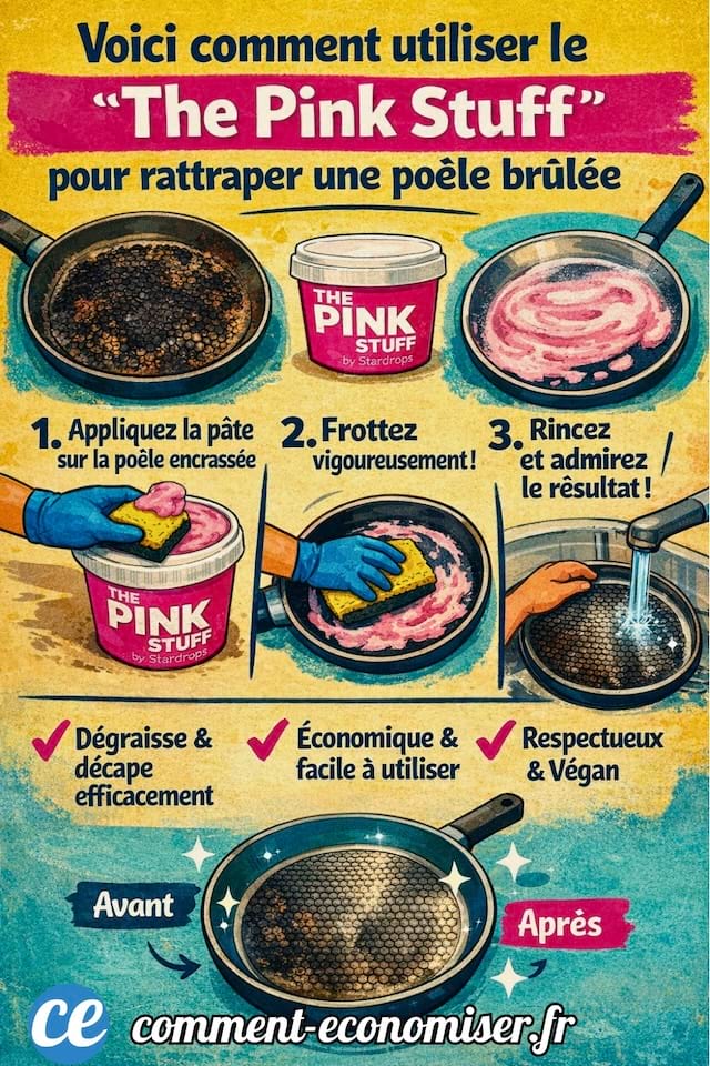 Comment utiliser le pink stuff sur une po&ecirc;le br&ucirc;l&eacute;e