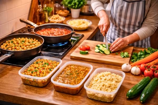 Une personne qui cuisine des plats maison