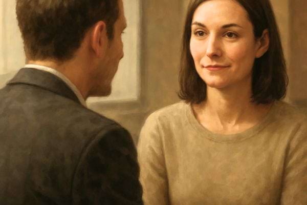 un homme et une femme se regardent serieusement lors dune discussion