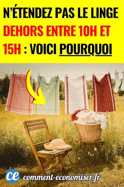 des torchons &eacute;tendus sur une corde dans un champs avec une chaise devant et un sac de linge &agrave; &eacute;tendre