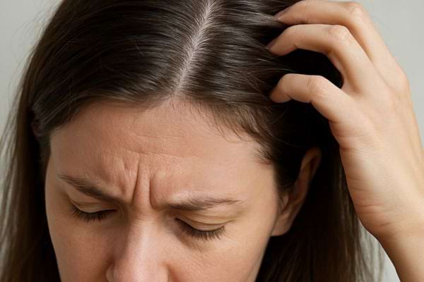 une femme se gratte la tete avec un air preoccupe