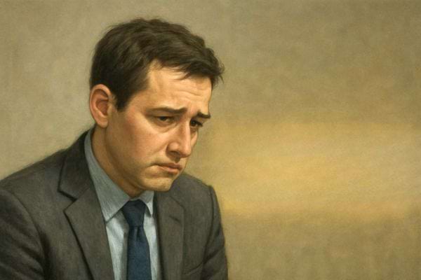 portrait dun homme en costume avec une expression pensive et melancolique