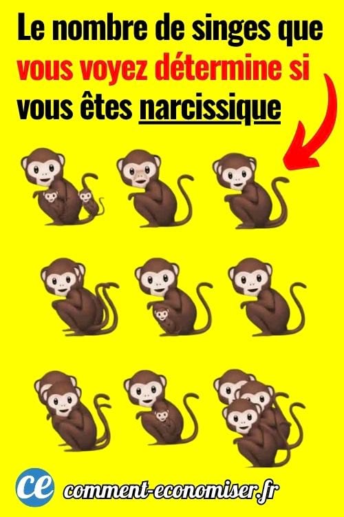 Neuf singes bruns dessin&eacute;s, dont certains portent un petit, sur fond jaune.