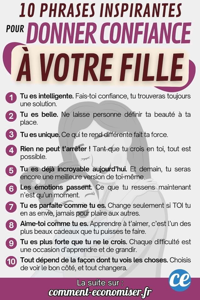 35 phrases inspirantes pour aider votre fille &agrave; croire en elle et &agrave; s&rsquo;aimer.