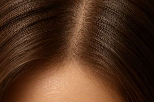 gros plan sur une raie de cheveux montrant le cuir chevelu