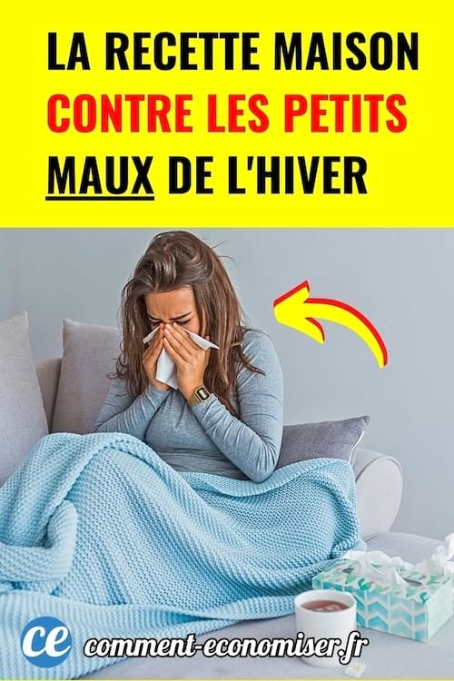 Femme malade assise sur un canape avec couverture et mouchoir pour illustrer un remede contre les maux de l hiver.