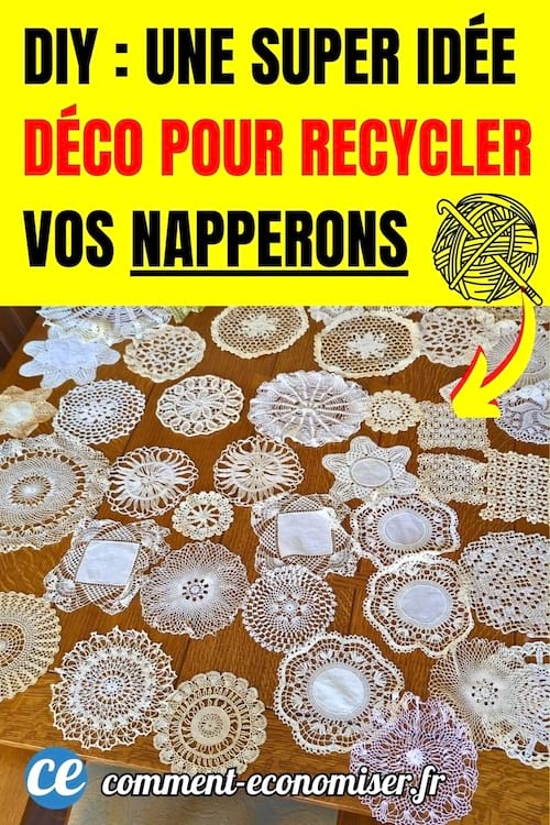 une table en bois recouverte de napperons fait au crochet
