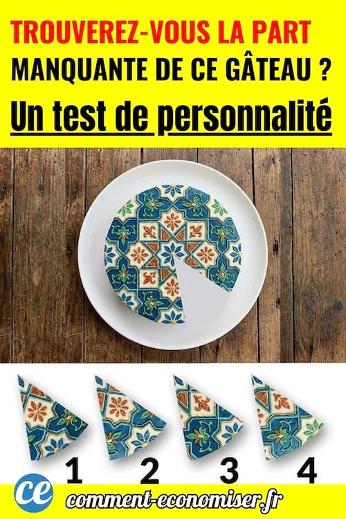 un test de personnalit&eacute; gratuite avec un g&acirc;teau dont il manque des parts