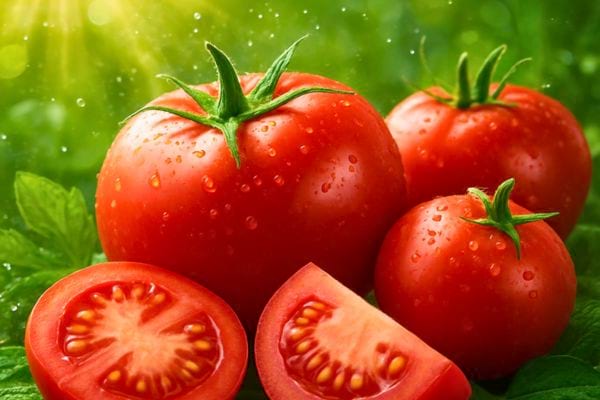 des tomates rouges fraiches avec des gouttes deau sur leur peau