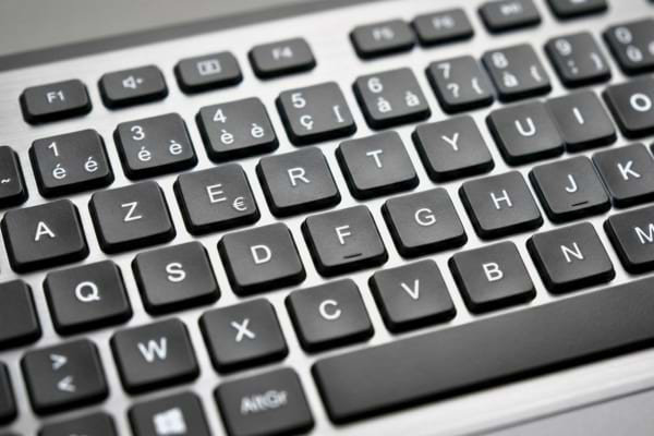 a modern French AZERTY computer keyboard focusing on the letters