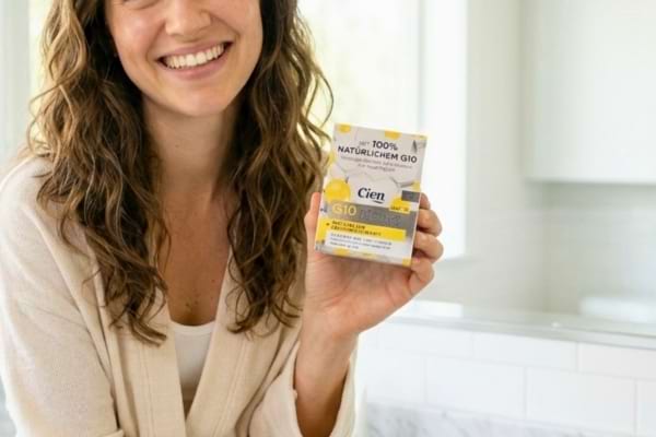 Une femme qui tient un produit cosmétique Lidl