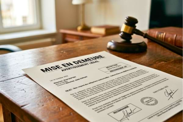 un document l&eacute;gal officiel pos&eacute; sur un bureau en bois, avec un marteau de juge