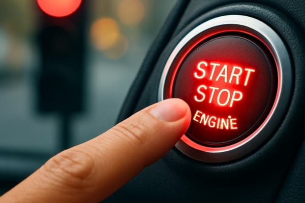 doigt sur le bouton lumineux "Start/Stop Engine