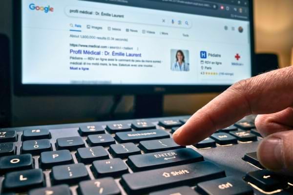 un clavier d'ordinateur o&ugrave; le doigt d'un utilisateur s'appr&ecirc;te &agrave; appuyer sur la touche "Entr&eacute;e"