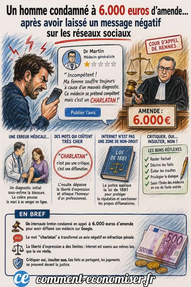 Un homme condamn&eacute; &agrave; 6.000 euros d'amende... apr&egrave;s avoir laiss&eacute; un avis n&eacute;gatif sur un m&eacute;decin