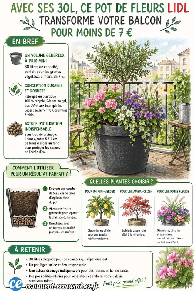 avec ses 30L, ce pot Lidl transforme votre balcon pour moins de 7 &euro;