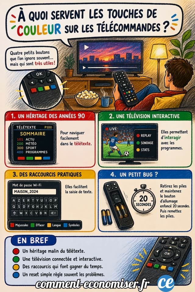 &Agrave; quoi servent les touches de couleur sur les t&eacute;l&eacute;commandes ?