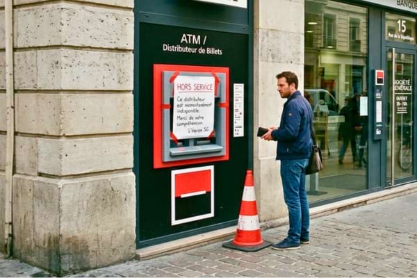 Un distributeur de banque hors service