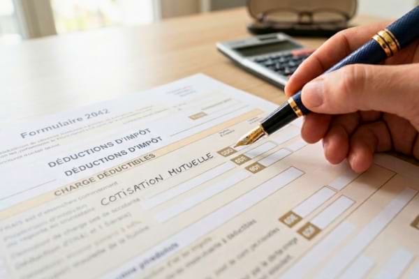 un formulaire d'imp&ocirc;t papier avec un stylo plume &eacute;l&eacute;gant pointant vers la case 6DD