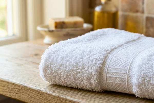 une serviette de bain blanche et moelleuse