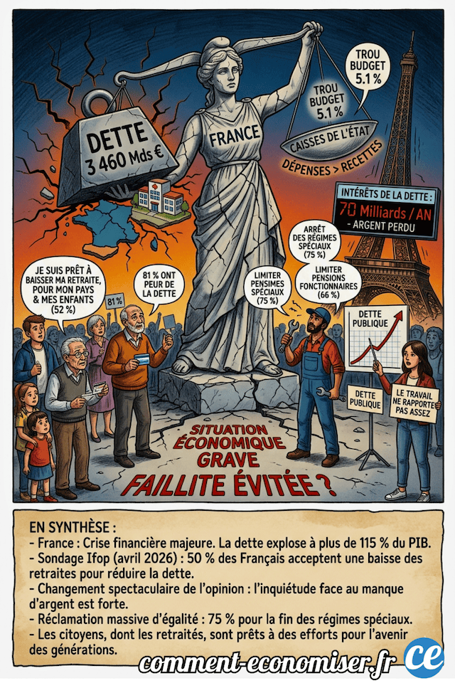Dette publique : la moiti&eacute; des Fran&ccedil;ais est pr&ecirc;te &agrave; baisser les pensions de retraite, selon l'Ifop