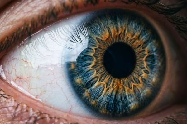 un &oelig;il humain en tr&egrave;s gros plan, montrant les d&eacute;tails complexes et fascinants de l'iris