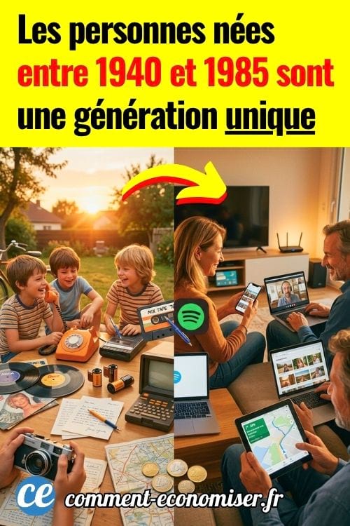 Image partagée entre objets vintage en plein air et outils numériques utilisés en famille au salon.