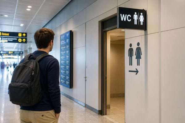 le sigle wc dans un a&eacute;roport