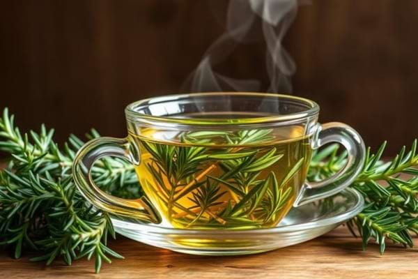 De la tisane de romarin sur une table