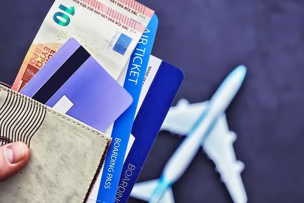 Des billets d'avion et un billet en euros