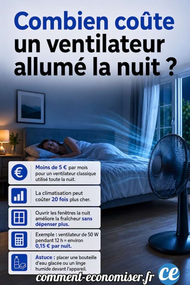 Combien co&ucirc;te un ventilateur allum&eacute; la nuit ?