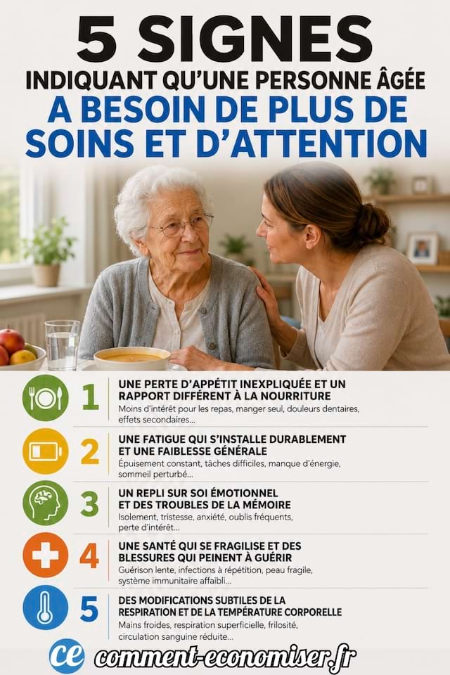 5 signes indiquant qu&rsquo;une personne &acirc;g&eacute;e a besoin de plus de soins et d&rsquo;attention.